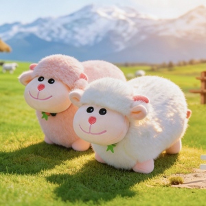 Nuevo Peluche de Oveja <span class=keywords><strong>Mimi</strong></span>, Muñeco de Peluche de 25 cm, Felpa Suave, Franela, Lindo Collar, Algodón PP Súper Suave, Alivio del Estrés, Boda, MOQ Bajo, ODM - Product Image 6