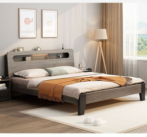 Cama nórdica de madera maciza de 1,8 m, cama doble grande para <span class=keywords><strong>matrimonio</strong></span>, <span class=keywords><strong>dormitorio</strong></span> moderno y sencillo, estilo japonés - Product Image 2
