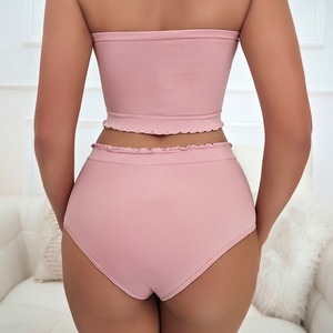 Nouvelles tendances culottes taille haute femmes Crop Tube Top doux confort <span class=keywords><strong>sans</strong></span> bretelles <span class=keywords><strong>soutien</strong></span>-<span class=keywords><strong>gorge</strong></span> <span class=keywords><strong>sans</strong></span> fil sous-vêtements <span class=keywords><strong>sans</strong></span> couture <span class=keywords><strong>Bandeau</strong></span> et slip ensemble - Product Image 4