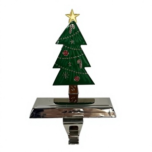 Metal <b>Christmas</b> Tree Shape <b>Stocking</b> Holder Decorative Holiday Hook Traditional Design Durable Craft Tabletop <b>Christmas</b> Decor - Product Image 1