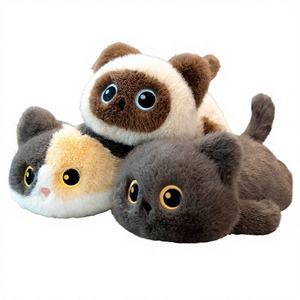 Lindo Gato Negro Pequeño Acostado, Peluche de Gato Calicó Siamés, Muñeco de Confort con Relleno de Algodón PP, 31-50cm, Regalo para Niñas - Product Image 1