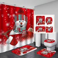 Ensemble de rideaux de douche décoratifs de style américain avec bonhomme de neige de Noël, en polyester, imperméables et résistants à la moisissure, rideaux de salle de bain personnalisés
