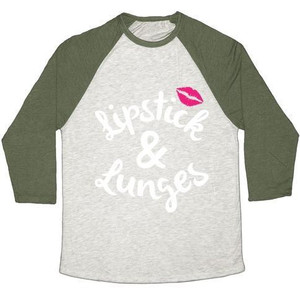 T-shirt de baseball unisexe en tissu tri-mélange Lipstick and Lunges - Product Image 4