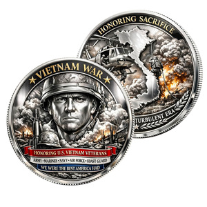 เหรียญที่ระลึกวีียดนามฮีโร่ 58,479 เหรียญ งานฝีมือโลหะ รูปเฮลิคอปเตอร์ สนามรบ ธีมสะสม ของขวัญทางธุรกิจ - Product Image 4