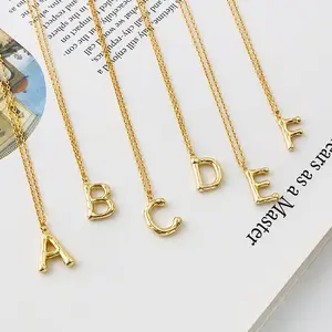 Özel S925 ayar gümüş İlk harfler kolye kolye altın kaplama A-Z alfabesi harfleri kolye