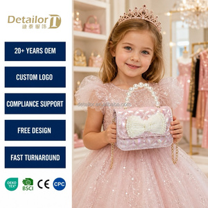Sacs à main de créateur de <span class=keywords><strong>marque</strong></span>, sac à bandoulière mini en cuir PU de luxe pour enfants et filles, poignée perlée, nœud papillon, sac de soirée avec rabat, AQL 1.0 - Product Image 1