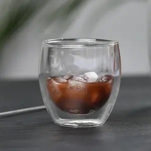 Tasses à espresso en verre à double paroi de 8 oz pour cappuccino cacao lait café jus tasse à thé en verre transparent, tasses à café en verre