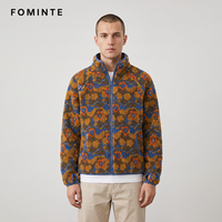 Veste Homme Hiver Chaude en Polaire Imprimé Camouflage Géométrique Entièrement Zippée, Manteau Sherpa Épais Style Streetwear – En Stock