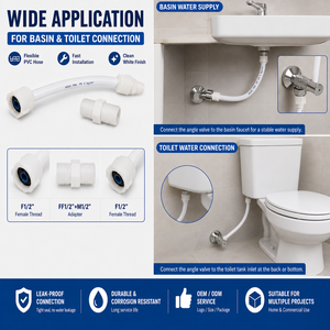 <span class=keywords><strong>Tuyau</strong></span> flexible en PVC F1/2 x F1/2 pour <span class=keywords><strong>robinet</strong></span> de lavabo et toilettes avec adaptateur M1/2, fabricant de logos personnalisés - Product Image 3