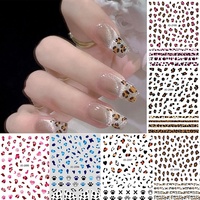 Autocollants personnalisés style Maillard à motif léopard pour ongles à presser, autocollants 3D pour ongles, adhésifs, automne-hiver