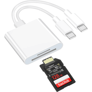 Lecteur de cartes, adaptateur de carte SD/TF USB-C, lecteur multi-cartes à double emplacement, compatible Plug and Play avec iOS et Android - Product Image 1
