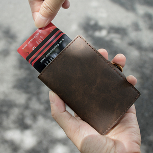 CASEKEY NEW Design <b>Metal</b> RFID <b>Wallet</b> for Laser Engraving Price Multi-function Small <b>Wallet</b> PU Leather Portable Men Slim <b>Wallets</b> - Product Image 3