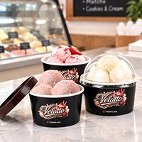 Gobelets à crème glacée personnalisés 3oz 5oz 8oz 12oz 16oz avec couvercles en dôme, gobelets en papier jetables pour les boutiques de crème glacée molle