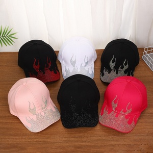 Casquette de baseball trucker personnalisée avec logo brodé, ornée de strass flamme, 6 panneaux, réglable, décontractée, pour l'extérieur, protection solaire, fabrication usine - Product Image 1