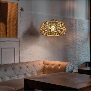 12.2 \ "lampadario in tessuto in Rattan lampada a sospensione in tessuto a mano lampadario in vimini per camera 4000K CCT fonte di alimentazione a corrente alternata - Product Image 1