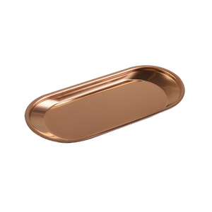 Plateau ovale en acier inoxydable poli miroir style nordique, plateau de service en métal, plateau de présentation pour desserts, snacks et serviettes - Product Image 6