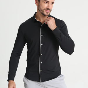 Herren Custom Logo Polyester Solid White Langarm Stretch Atmungsaktiv Formal Button Down Golf <span class=keywords><strong>Dress</strong></span> Shirt für Business Casual - Product Image 4