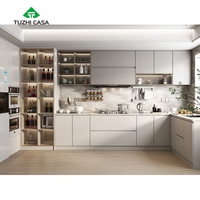 Meuble de cuisine suspendu double face à assembler, design modulaire, plan de travail en marbre artificiel écologique, robinet en résine