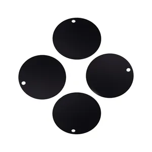 Tag Label hitam polos cap bulat aluminium kustom untuk kerajinan, Dekorasi liontin