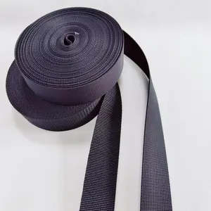 Custom nylon/polyester/ cotton black bag strap Recycle nylon woven webbing for backpack