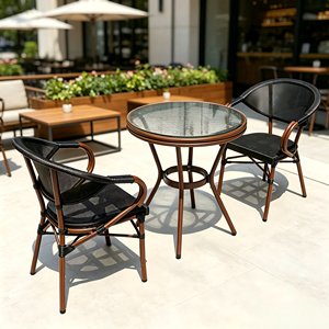 Nordic Rope Rattan aluminum Waterproof Dinning <b>Chair</b> Patio Restaurant Aluminium <b>Stackable</b> Outdoor Dining <b>Chair</b> for <b>Garden</b> hotel - Product Image 1