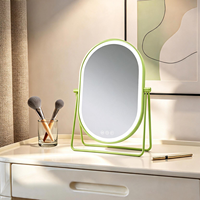 Professional LED Vanity Mirror 3 Color Modes Dimmable Touch Control Metal+Glass Oval Shape Magnifying Feature Personalized
