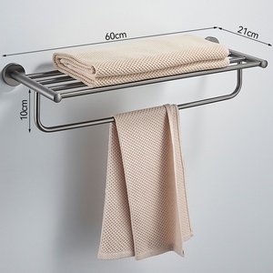 Porte-serviettes moderne et épuré en nickel électrolytique avec étagère double pour salle de bain d'hôtel - Product Image 4