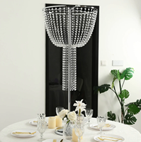 Support à fleurs en métal argenté et doré, décoration de mariage, centres de table, chandeliers ronds en acrylique avec perles de cristal, style guirlandes