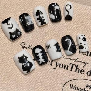 Hecho a mano cubierta completa prensa falsa Artificial en la punta de las uñas reutilizable uñas francesas flor Acrílico falso magnético Rhinestone <span class=keywords><strong>bailarina</strong></span> - Product Image 2