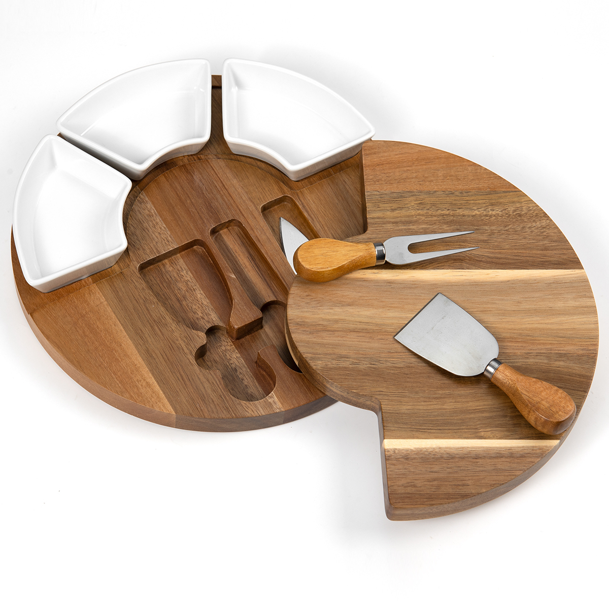 Luxury Personalized Round Wood Charcuterie Platter Cheese Board Set ...