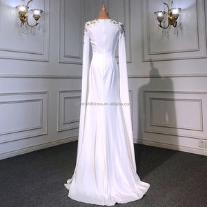 Serene Hill LA70934 Abito da Sera Bianco Stile Sirena in Raso con Maniche a Mantella Decorate, Elegante Vestito da Teatro e <span class=keywords><strong>Opera</strong></span> per Donne - Product Image 2