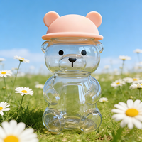 Couvre-bouteille en silicone personnalisé mignon de style dessin animé - Bouchon réutilisable en forme d'ours/d'animal pour bouteilles en verre, boîtes de bonbons et contenants de rangement
