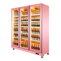 Refrigerador Comercial Vertical con Puertas de Vidrio Antivaho, Enfriador de Bebidas con Sistema de Enfriamiento por Aire sin Escarcha