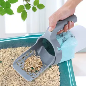 Pet Cleaning Supplies Pet Waste Disposal Portable Integrated Cat Litter Shovel Kitten Dog Litter Scooper With Poop Bags