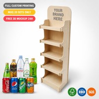 Exhibidor de Madera de 5 Niveles Personalizado para Tienda de Bebidas, Estante de Madera para Piso, Fácil de Montar, Exhibidor para Tienda, Certificado FSC, OEM