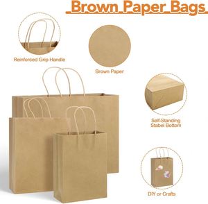 Custom Printed Kraft Paper <b>Bag</b> Recyclable Eco-Friendly Shopping Classic Style Handle <b>Bread</b> Cakes Clothing Gifts Food Takeout - Product Image 2