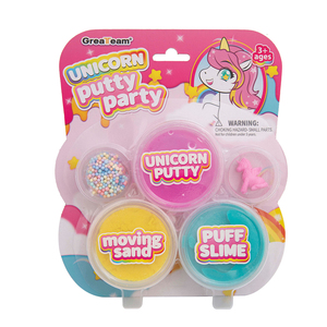 Colorful Unicorn Putty Party 3 in 1 Puff Putty +C Sand +Crystal Putty Foam Beads in Bag - Product Image 1