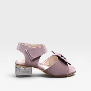 Sandalias de tacón de bloque rosa para niñas con lazo, diseño de corazón, punta abierta, correa al tobillo, calzado de moda para fiesta, sandalias con hebilla de lazo de corazón - Product Image 2