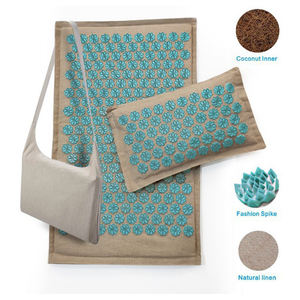 เสื่อกดจุดผ้าลินินธรรมชาติชุดนวดกดจุดสำหรับเท้าและหมอนพลาสติกหนาม - Product Image 5