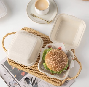 カスタム食品グレード硬質バーガー容器再生素材エンボス加工使い捨てハンバーガーテイクアウト用包装 - Product Image 6