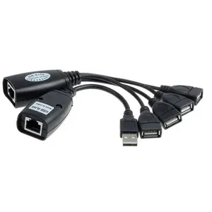 4 端口 USB 2.0 以太网扩展器 50M 150FT CAT5/5E/6 单以太网电缆