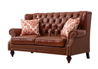 Ensemble canapé Chesterfield en cuir de style vintage Hotsale pour salon nouveau modèle de lit en bois pour hôtel canapé de style design chinois