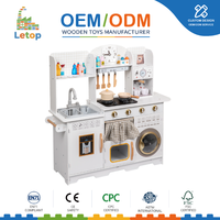Ensemble de jouets de cuisine en bois Letop pour enfants de 2 à 7 ans, unisexe, avec sons et lumières, simulation de cuisinière électronique, four à micro-ondes, évier