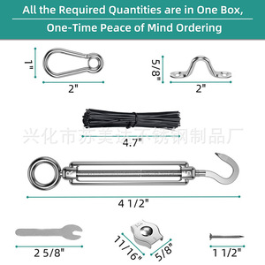 Kit de Cables de Acero Inoxidable para Exteriores con Tensores de Resorte, Ganchos y Herrajes, 18M, Fácil Instalación - Product Image 3