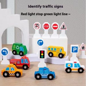 Éducation précoce voiture en bois jouets modèle de voiture de transport en bois pour enfants panneaux de <span class=keywords><strong>signalisation</strong></span> blocs de construction - Product Image 3