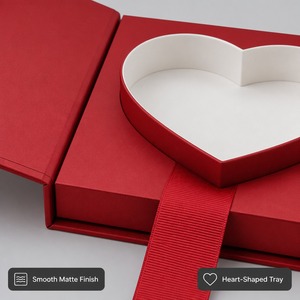 Boîte cadeau magnétique personnalisée style <span class=keywords><strong>livre</strong></span> rouge avec plateau cœur, ruban et nœud, finition mate pour la Saint-Valentin, vente en gros, directement de l'usine - Product Image 2