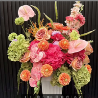 Centres de table floraux pour mariage, boules de fleurs artificielles en soie rose vif, boules de fleurs orange et rose