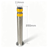 Borne solaire LED en acier inoxydable 304, borne de signalisation routière réfléchissante sans alimentation, poteau d'avertissement extérieur étanche pour parking
