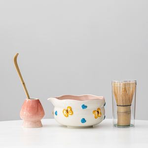 Japanese Style Porcelain Eco-Friendly Heat-Resisting Matcha Bowl Set 4-Piece Spout Chasen Stand Tea Ceremony <b>Gift</b> <b>Box</b> - Product Image 3