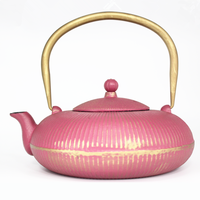 Nouvelle bouilloire en fer or rose, théière en fer avec filtre, lumière intérieure, eau bouillante, thé, café, théière en fonte